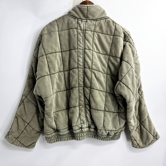 Free People Dolman Jacket Sage Quilted Cotton Bomber - Picture 12 of 16